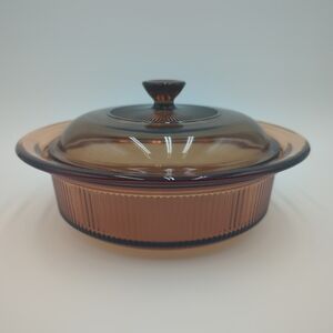 Corning Visions Amber V-31-B 32 oz. Round Casserole w/Lid 1 Quart